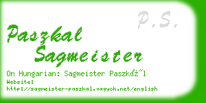 paszkal sagmeister business card
